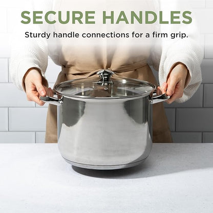 Ecolution Stainless Steel Stock Pot, Encapsulated Induction Ready Cooking Pot with Glass Lid, Oven Safe, Dishwasher Safe Soup Pot, 8-Quart - Image 6
