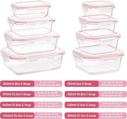Vtopmart 8 Pack Glass Food Storage Containers with Airtight Lids, Glass Meal Prep Containers, Lunch Containers for Microwave, Oven, Freezer and Dishwasher, BPA Free - Image 2