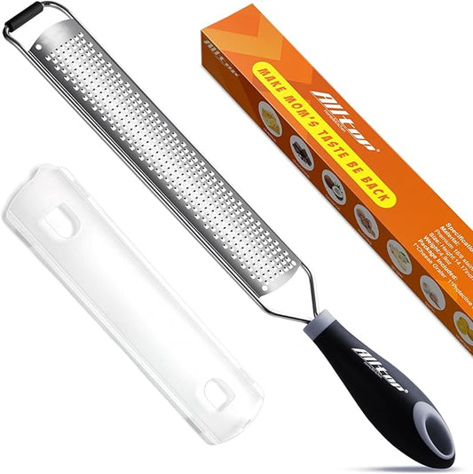 ALLTOP Lemon Zester, Hand-held Stainless Steel Food Grater,Pro Kitchen Tool for Cheese Parmesan Vegetable Ginger Garlic Nutmeg Citrus Lime Orange Chocolate Fruit - Fine Shredder by ALLTOP