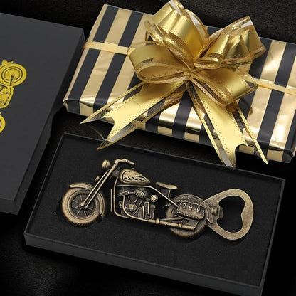 Motorcycle Beer Gifts for Men, Vintage Motorcycle Bottle Opener with Wrapping Paper for Bar Party, Unique Fathers Day Birthday Christmas Gift for Him Dad Grandpa Husband Boyfriend