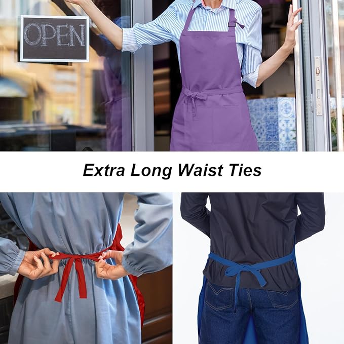 15 Pcs Adult Aprons Bulk with Pockets Adjustable Bib Chef Apron for Women Men Painting Cooking Crafting (S/L) - Image 4