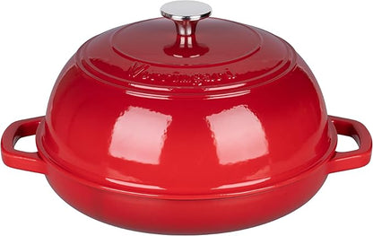 VORRINGARD Enameled Cast Iron Dutch Oven Pot with Lid, Bread Oven for Sourdough Bread Baking, Dutch Ovens with Bread Proofing Basket& Baking Supplies Set, 6 Quart, Red