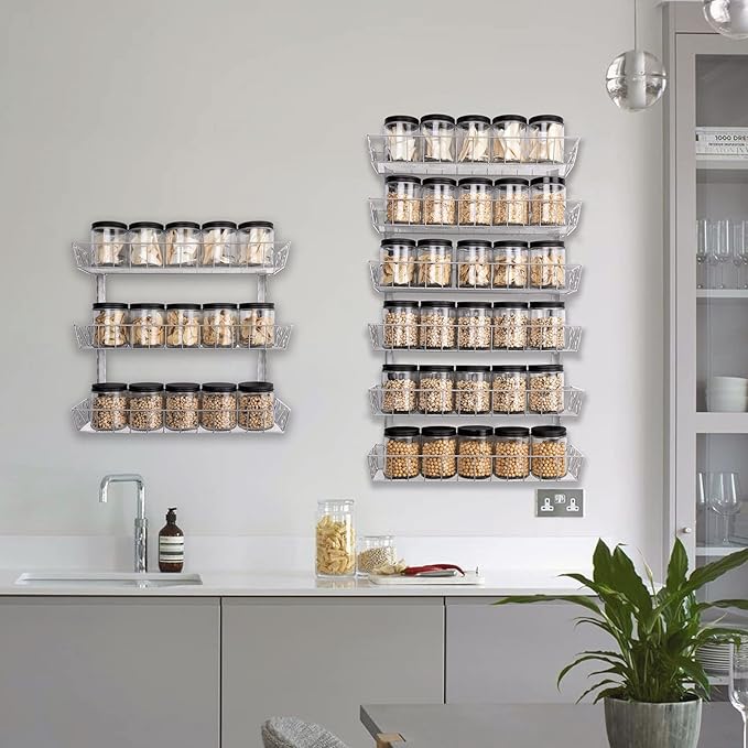 SWOMMOLY Adjustable Wall Mount Spice Rack, 9-Tier Dual-use (Multi-use) Organizer, Silver - Image 2