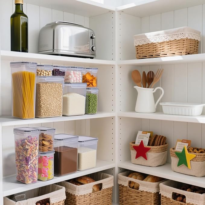 ComSaf Airtight Food Storage Containers with Lids, 11 Pcs Canisters Sets for the Kitchen, Plastic Pantry Organizers and Storage for Cereal, Flour, Sugar,Kitchen Storage Containers Include Labels - Image 8