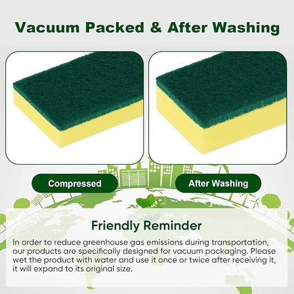HOMEXCEL Heavy Duty Scrub Sponges Kitchen 60 Count, Extra-Large Sponges for Cleaning Kitchen and Household, Dish Scrubber for Washing Dishes, Pots and Pans - Image 3