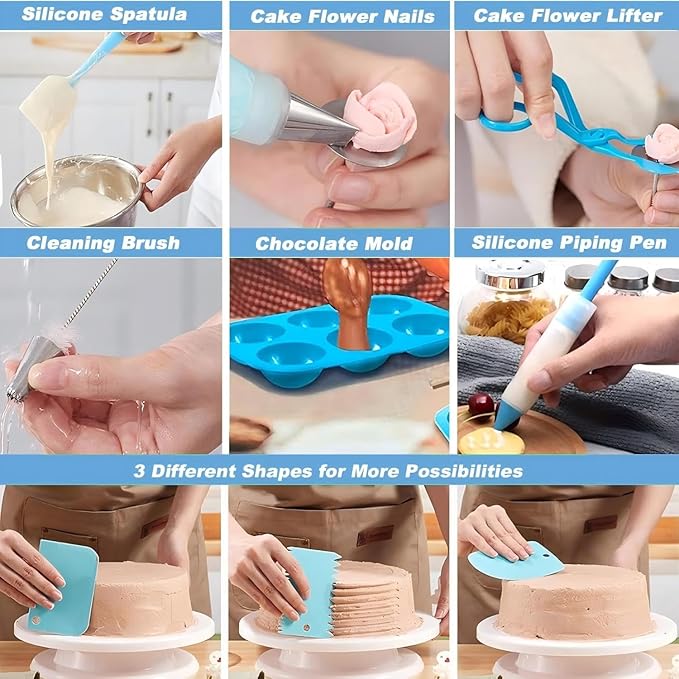 Cake Decorating Tools Supplies Kit: 274pcs Baking Accessories with Storage Case - Piping Bags and Icing Tips Set - Cupcake Cookie Frosting Fondant Bakery Set for Adults Beginners or Professional - Image 7