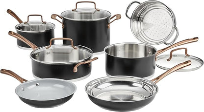 Cuisinart 11-Piece Matte Black Elegance Cookware Set, MBK89-11