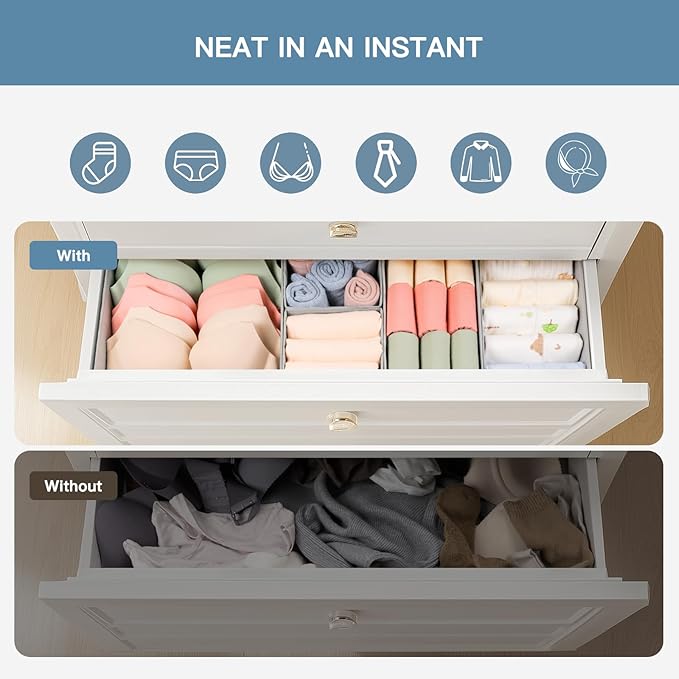 Criusia Drawer Organizer Clothes, 21 Pack Dresser Organizer for Baby Clothes, Underwear, Sock- Foldable Closet Organization and Storage Dividers Bins for Nursery, Bedroom (Grey) - Image 3