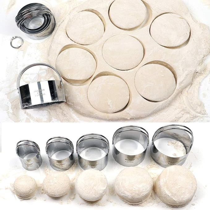HULISEN Biscuit Cutter Set (5 Pieces/Set), Round Cookies Cutter with Handle, Professional Baking Dough Tools, Gift Package - Image 5