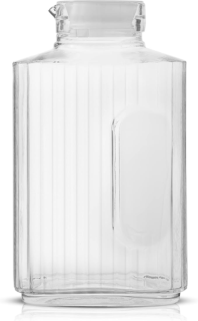 68oz Glass Pitcher with Lid (2 Lids), Rectangle Beverage Serveware and Storage Container for Cold Drinks and Liquids, Water Containers, 2 Quart Pitcher with Lid for Kool Aid and Lemonade - Image 6