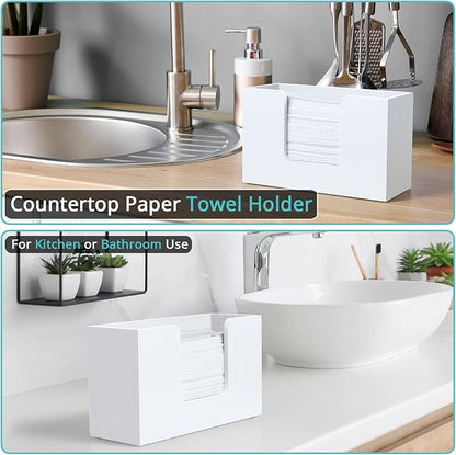 Paper Towel Dispenser Countertop, Wooden Bathroom Paper Towel Holder, White Napkin Holder for Kitchen, Countertop Multifold C-Fold, Z-Fold, Trifold Paper Hand Towel Dispenser for Bathroom Toilet - Image 3