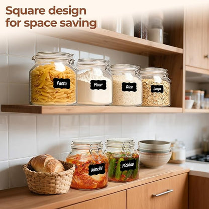ComSaf 2-Pack 74oz (0.6 Gal) Wide-Mouth Glass Jars with Airtight Clamp Lids, Large Food Storage Containers for Flour, Sugar, Coffee & Pantry Organization, Includes Measuring Cup & Reusable Labels - Image 6