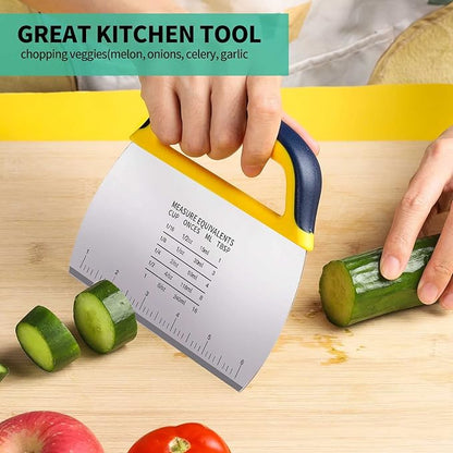 YGDZ Dough Scraper 2 PCS, Stainless Steel Bench Scraper With Grip, Plastic Dough Cutter with Measuring Scale, Multipurpose Pizza Cutter, Pastry Scraper, Bread Scraper for Baking, Dough, Cake - Image 4