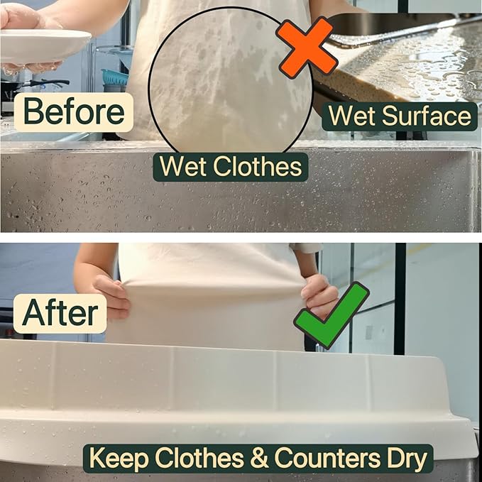 Sink Splash Guard for Kitchen, Splatter Screen & Silicone Water Guard with High Wall, Sink Edge Protector and Backsplash Guard, Easy to Install and Clean for Faucet and Countertop Area (Gray, 23")