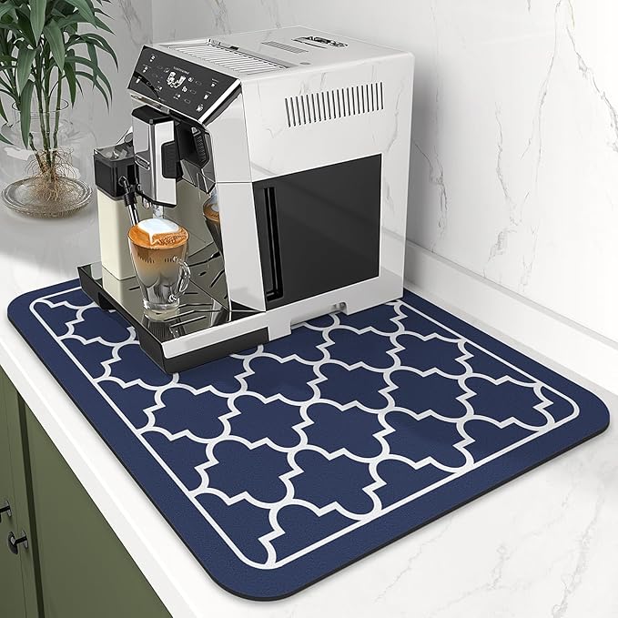WISELIFE Dish Drying Mat Super Absorbent Drying Mat Large Dish Drying Mats for Kitchen Counter Easy Clean Dish Mat Kitchen Drying Mat15"x 18" Stylish Blue - Image 2