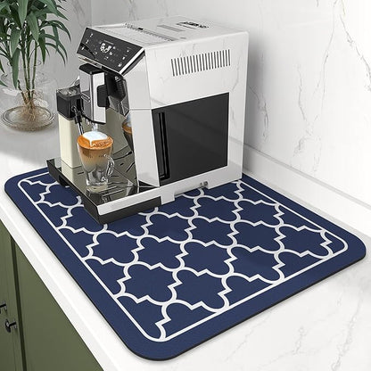WISELIFE Dish Drying Mat Super Absorbent Drying Mat Large Dish Drying Mats for Kitchen Counter Easy Clean Dish Mat Kitchen Drying Mat15"x 18" Stylish Blue - Image 2