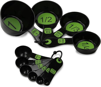Chef Craft Easy to Ready Plastic Measuring Cup Set, 10 piece set, Green by ChefCraft