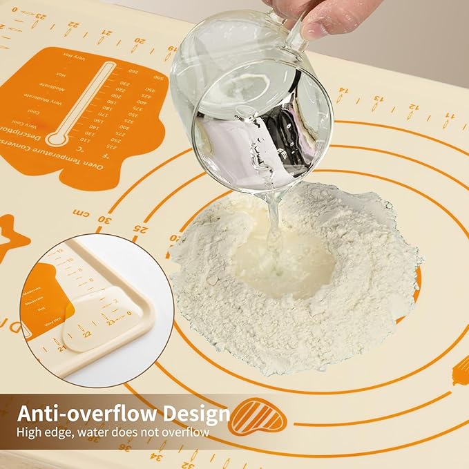 DANIA & DEAN Silicone Baking Mat - Upgrade 26x16 Inch Extra Thick Pastry Mat with Measurements, Non-Slip and Reusable, Kneading Dough Mat for Kitchen Counter, Bread, Cookies, Pizza, Fondant, Pasta - Image 2