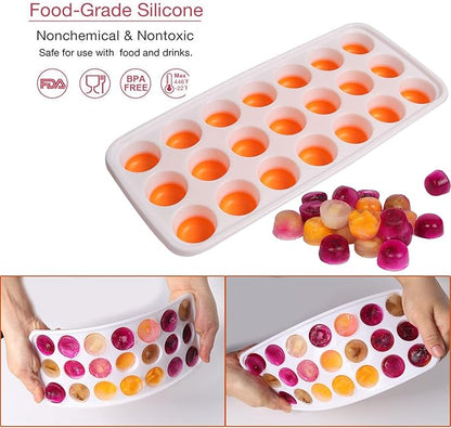 Ice Cube Trays with Lids BPA Free, 4Pack Easy Release Silicone Ice Cube Trays for Freezer 84 Sphere Ice Tray with Stackable No Spill Covers, Dishwasher Safe,Orange&Yellow - Image 3