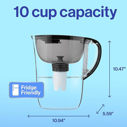 Brita 10 Cup Water Filter Pitcher, Reduces Chlorine, Mercury, Cadmium, Copper and More, Includes 1 Brita Plus Filter, BPA Free, Clear