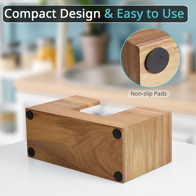 Paper Towel Dispenser Countertop, Acacia Wood Bathroom Paper Towel Holder, Napkin Holder for Kitchen, Multifold C-Fold, Z-Fold, Trifold for Bathroom Toilet Home - Image 4