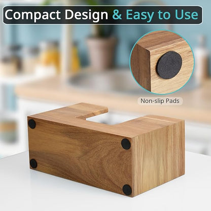 Paper Towel Dispenser Countertop, Acacia Wood Bathroom Paper Towel Holder, Napkin Holder for Kitchen, Multifold C-Fold, Z-Fold, Trifold for Bathroom Toilet Home - Image 4