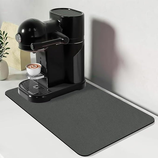 Bloss Coffee Mat, Dish Drying Mat for Multiple Usage, Coffee Bar/Maker Mat, Kitchen Counter Mats, Absorbent Hide Stain Rubber Backed Dish Drying Pad(12.2"x19.7", Dark Gray) by Bloss