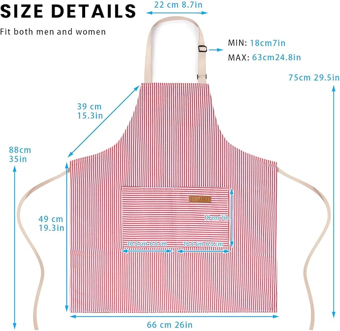 BeLuyi Adjustable Bib Apron with 2 Pockets Chef Cooking Kitchen Restaurant Aprons for Women Men - Image 3