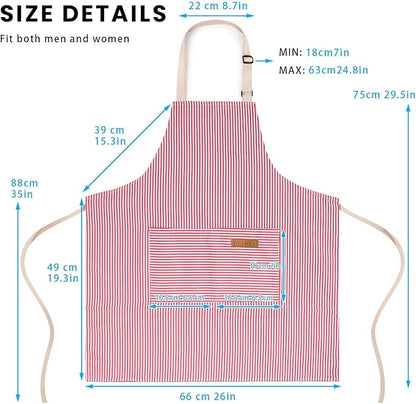 BeLuyi Adjustable Bib Apron with 2 Pockets Chef Cooking Kitchen Restaurant Aprons for Women Men - Image 3