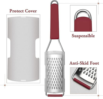 Cambom Cheese Grater Citrus Zester Lemon Zester Pack of 3-304 Stainless Steel - A Sharp Tool for Parmesan Cheese, Ginger, Garlic, Nutmeg, Chocolate, Vegetables，Fruits，Dishwasher Safe Red - Image 7