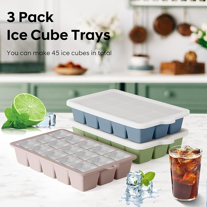 Silicone Ice Cube Tray 2 Pack, HANCELANT Ice Cube Mold, Ice Trays for Freezer with Lid for Whiskey, Baby Food, BPA Free, Easy Release - Image 6