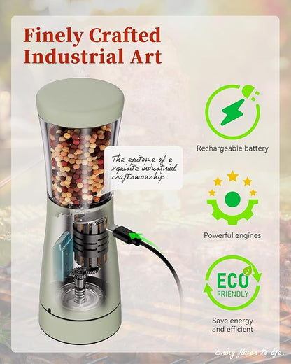 Electric Salt and Pepper Grinder Set with Storage Base, Stainless Steel Rechargeable Salt and Pepper Grinder Set with 4.5 oz Large Capacity, 1.8" Wide Mouth, Adjustable Coarseness, Ideal for Kitchen - Image 4