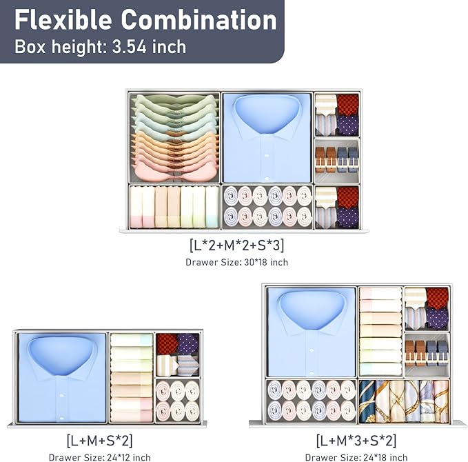 DIMJ Drawer Organizer Clothes 28 Pack - Foldable Baby Organizers and Storage & Closet Organizers for Bedroom, Closet - Nursery Organization Dresser Dividers for underwear, Sock,Bra, Belt, Tie,White - Image 4