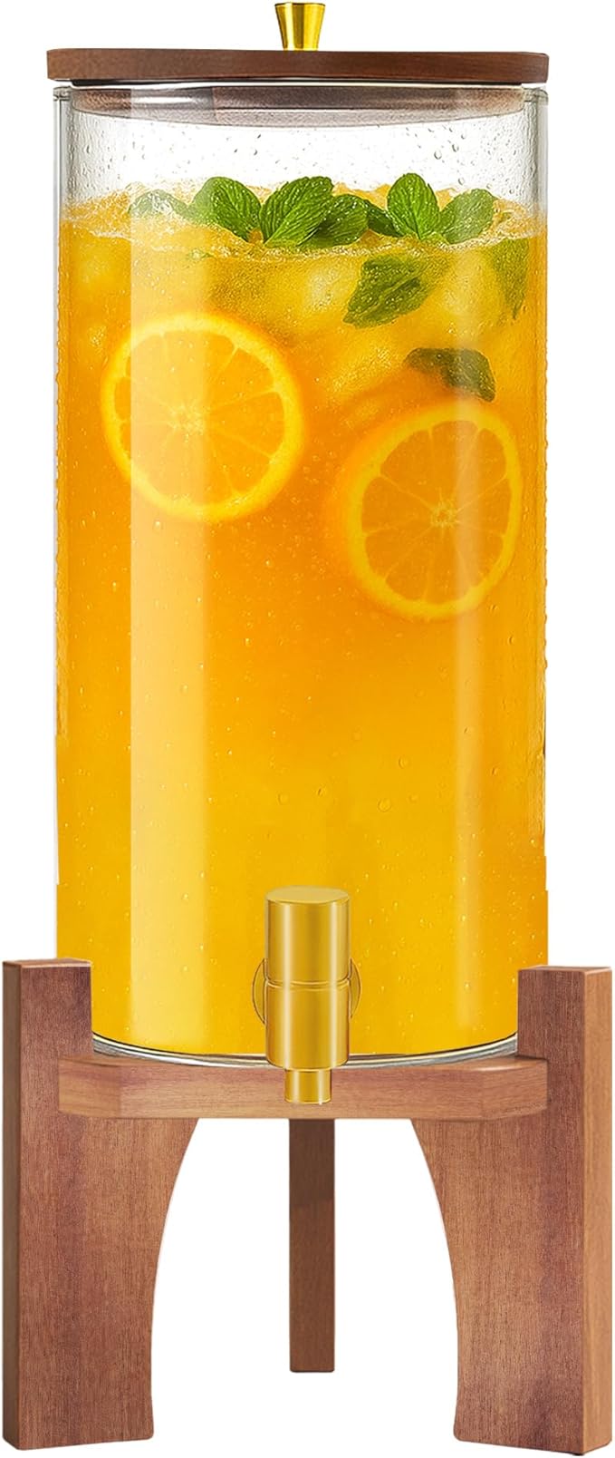 Glass Drink Dispenser,1.5 Gallon Beverage Dispenser with Stand,Lemonade Dispenser with Stainless Steel Faucet,Drink Dispensers for Parties, Bars and Home (Round Stand) by Unknown