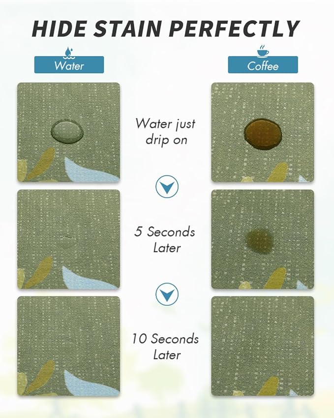 AMOAMI Coffee Mat - Hide Stain Rubber Backed Absorbent Dish Drying Mat for Kitchen Counter - Bar Accessories Fit Under Coffee Maker, Espresso Machine, Dish Rack - Floral Green 16x24 - Image 6