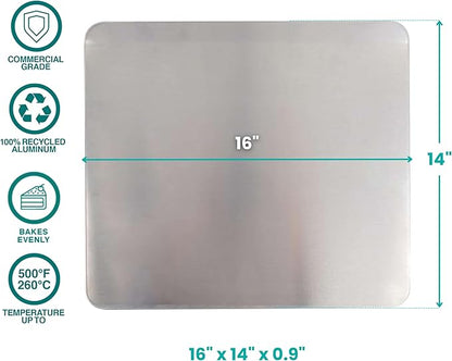 Baker's Secret Pure Aluminum Insulated 16" Cookie Sheet Commercial Grade, 100% Recycled Alu Cookie Sheet Extra Thick - The Natural Aluminum Collection