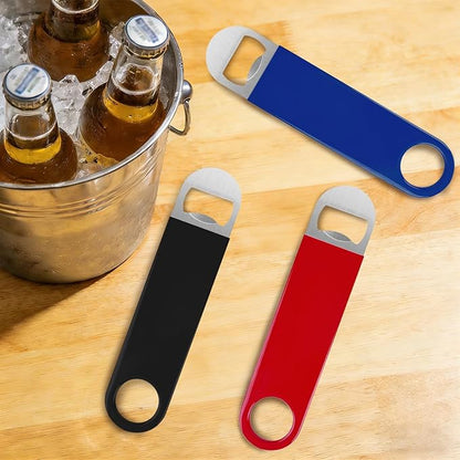 KTOJOY 3 Pack Bottle Openers,Beer Bottle Openers, Speed Openers, Stainless Steel Flat Bottle Opener with Exquisite Packaging, for Kitchen, Bar or Restaurant 7 inches Red, Black, Blue - Image 7