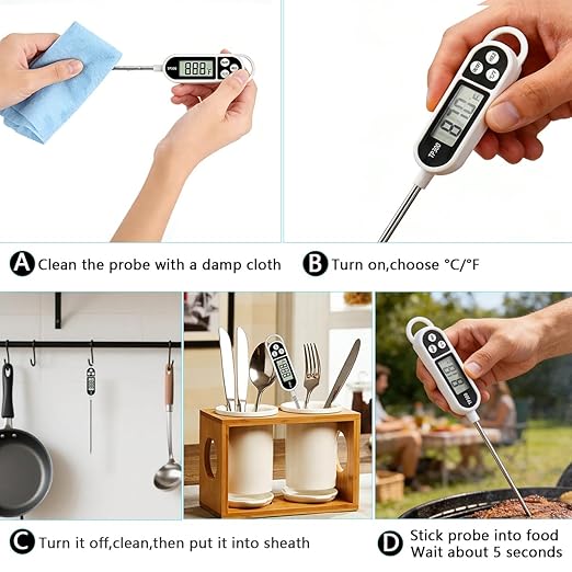 Candy Thermometer Digital Instant Read for Meat Kitchen Cooking Food Oil Deep Fry BBQ Grill Smoker (1, 9.4in) - Image 5
