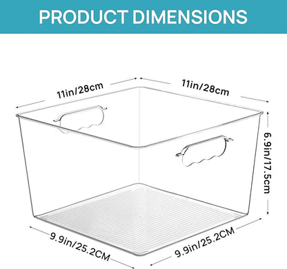 Vtopmart 10 Pack Extra Large Clear Plastic Storage Bins,11x11 Cube Acrylic Organizer Square Containers with Handle for Pantry,Closet,LaundryRoom,Kitchen,Bathroom,UnderSink Organization - Image 3