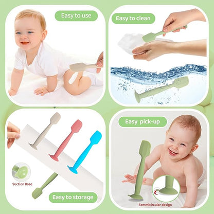 Butt Spatula Baby Diaper Cream spatula 3 Pcs with 3 Storage case,Soft Silicone Diaper Cream Applicator Bum Butt Paste spatulas Brush with Suction Base,Large diaper Rash cream Applicator - Image 4