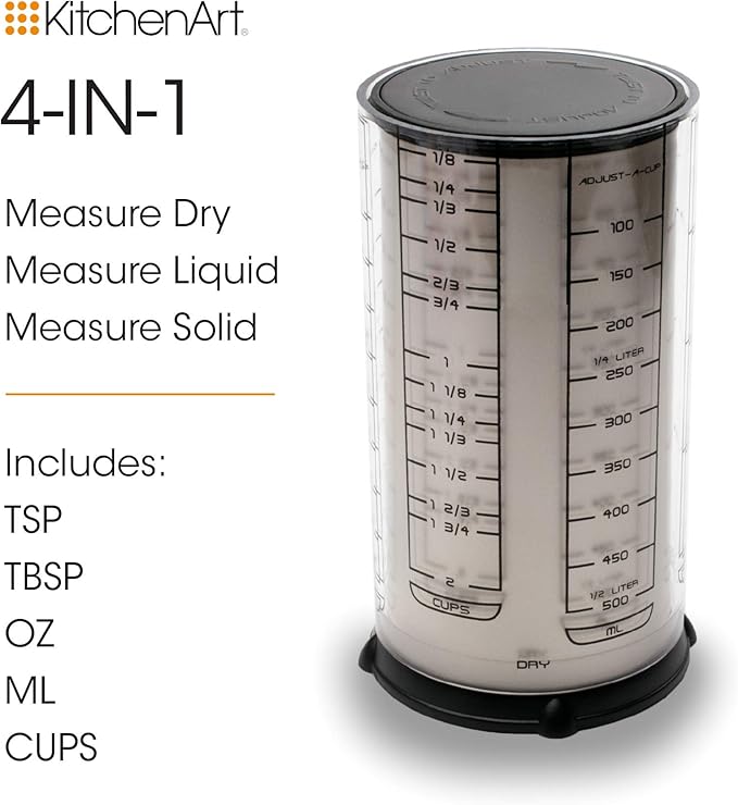 KitchenArt Professional Series 2 Cup Adjust-A-Cup, Champagne Satin, Adjustable, 1/8 to 2-Cup - Image 4