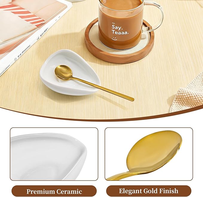 Coffee Spoon Rest, Small Ceramic Coffee Spoon Holder for Coffee Bar, White Mini Spoon Rest for Coffee Station Counter - Image 3