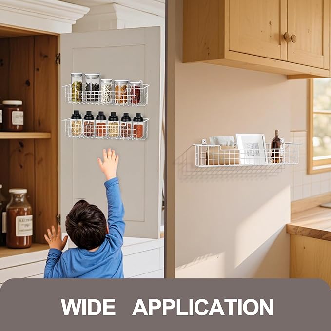 Spice Rack Wall Mount, 4-Pack Seasoning Organizer for Kitchen Storage Organization, Spice Holder Shelf Saving Space for Cabinet, RV, Pantry, Silver - Image 9