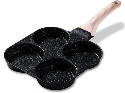 CAROTE Egg Pan Omelette Pan, 4-Cup Nonstick Granite Omelette Skillet - Pancake Pan and Healthy Egg Cooker Suitable for Gas Stove & Induction Cookware, Black by CAROTE