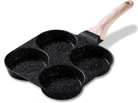 CAROTE Egg Pan Omelette Pan, 4-Cup Nonstick Granite Omelette Skillet - Pancake Pan and Healthy Egg Cooker Suitable for Gas Stove & Induction Cookware, Black by CAROTE
