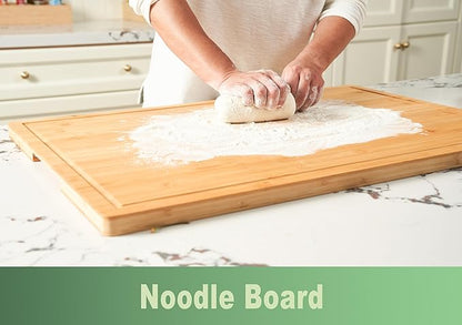 Allsum 30x20" Bamboo Cutting Board for Kitchen, Extra Large Wood Charcuterie Board with Side Handles and Juice Grooves, Stove Top Cover, Noodle Board over Sink, Cheese Serving Tray - Image 5