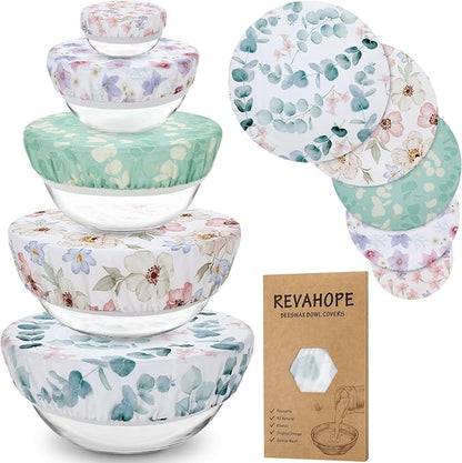 5-Size Reusable Beeswax Bowl Covers for Bread Proofing, Cotton Cloth Flexible Beeswax Wraps for Sourdough Bread Cover and Food Storage by Revahope