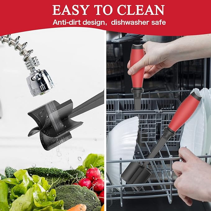 2 Meat Chopper, 5 Curve Blades Ground Beef Masher, Heat Resistant Meat Masher Tool for Hamburger Meat, Ground Beef, Turkey and More, Nylon Hamburger Chopper Utensil Non-scratch Utensils-red - Image 4