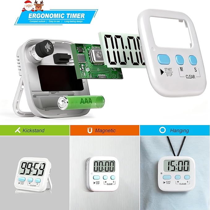 Antonki 2 Pack Digital Timer for Kids, Magnetic Countdown Kitchen Timers for Cooking, Egg, Classroom, Teacher, Exercise, Study, Oven - Battery Included - Image 5