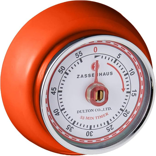 Zassenhaus Magnetic Retro Kitchen Timer, Classic Mechanical Cooking Timer (Orange), 2.75-Inch by Zassenhaus